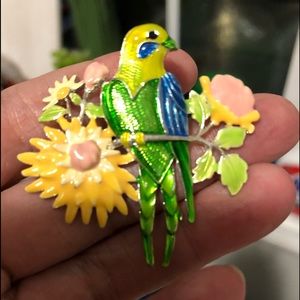 Vintage Parakeet Brooch